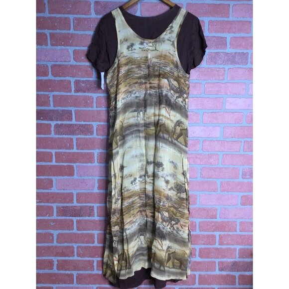 Vintage Rabbit Rabbit Rabbit Designs Two Piece Set Maxi Dress Overlay Brown 8M - Picture 4 of 10